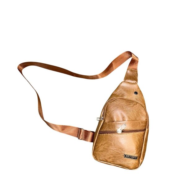 Unisex PU Leather Adjustable Travel/Cross body Bag in Whiskey Brown NWOT - Picture 7 of 10